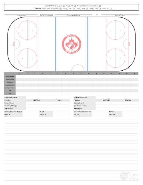 single-rink portrait-page chart with early-late